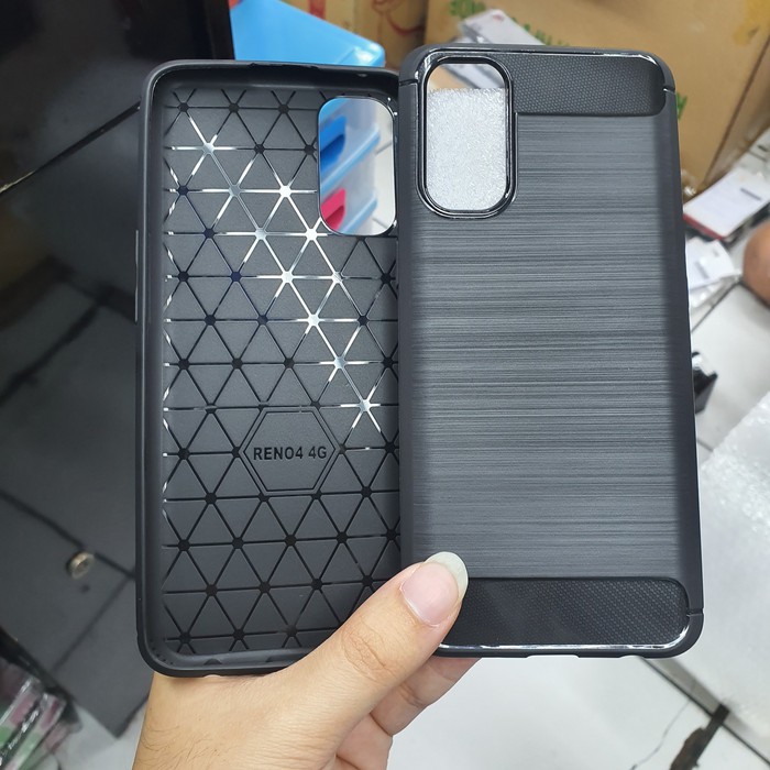 OPPO A16 A15 A15S RENO 5 RENO 4F RENO 4 RENO 3 RENO 3 PRO CASE SOFTCASE SLIM CASE IPAKY CARBON SILIKON BLACK KARBON CASING COVER