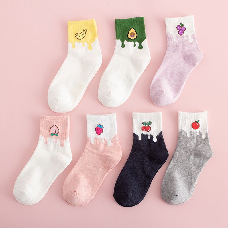 [COD] KAOS KAKI WANITA IMPORT LUCU CUTE KAOS KAKI PENDEK PANJANG DI ATAS MATA KAKI TEBAL IMPORT MOTIF BUAH LUCU