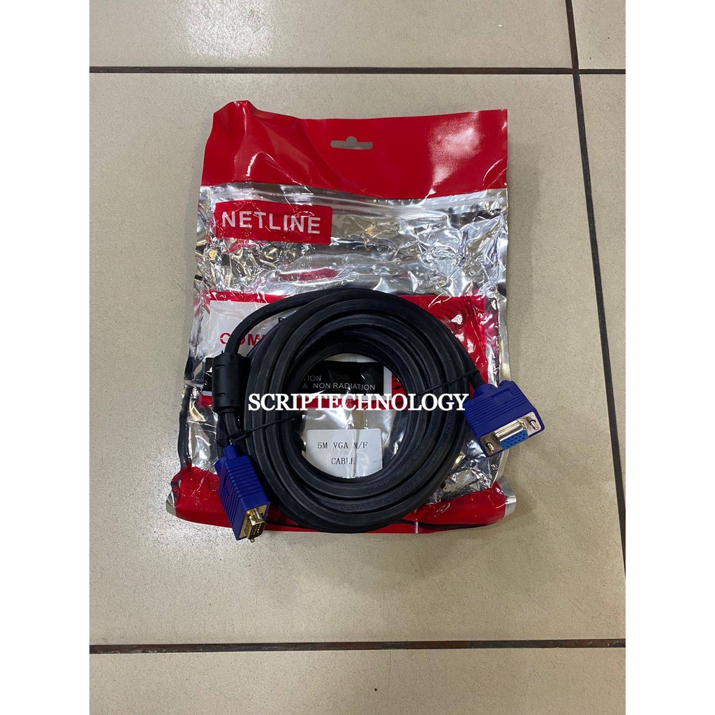 Kabel VGA 5m Gold Plate HQ Netline - Kabel VGA 5 Meter Male