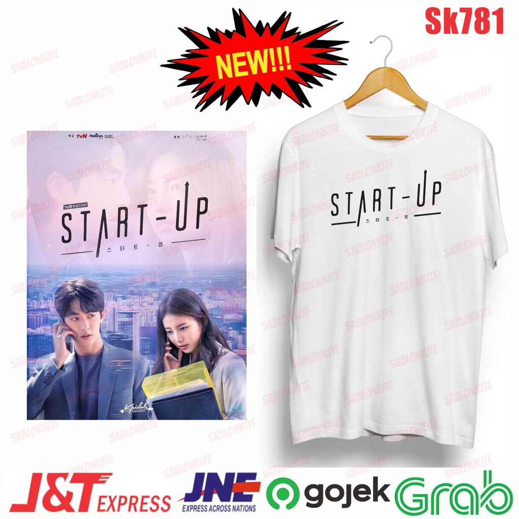 MURAH!!! KAOS START UP TULISAN SATU WARNA DRAMA KOREA Sk781 UNISEX COMBED 30S