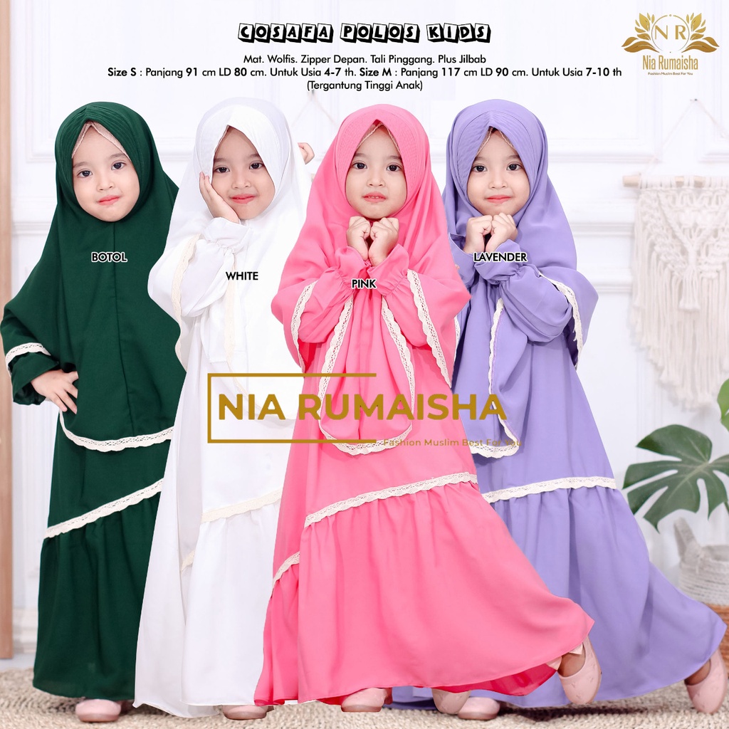 [KIDS] Cosafa Kids by Nia Rumaisha - Gamis Anak - Gamis Polos Anak - Set Gamis dan Jilbab Anak