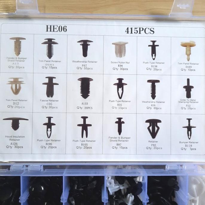 Baut Klip Rivet Universal Pengancang Panel Mobil Bolt Rivet Set 415Pcs