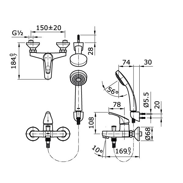 TOTO TX432SDN ORIGINAL kran mixer shower bathtub panas dingin