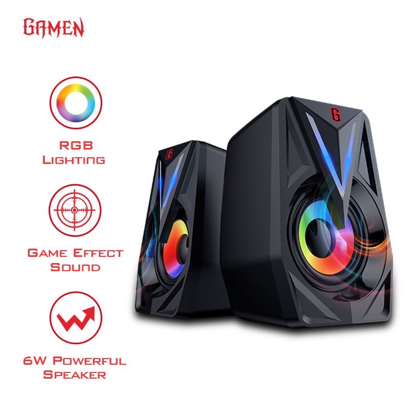 GAMEN Speaker GS1 Laptop/PC/Gaming Soundbar Super Bass Portable RGB Lighting - Garansi 1 Tahun