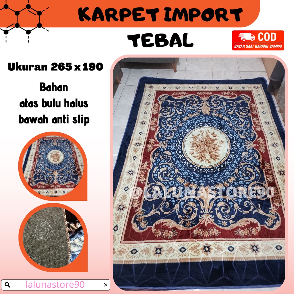Karpet Malaysia Jumbo Premium 265 x 190 Ambal Import Bahan Bulu Tebal Busa