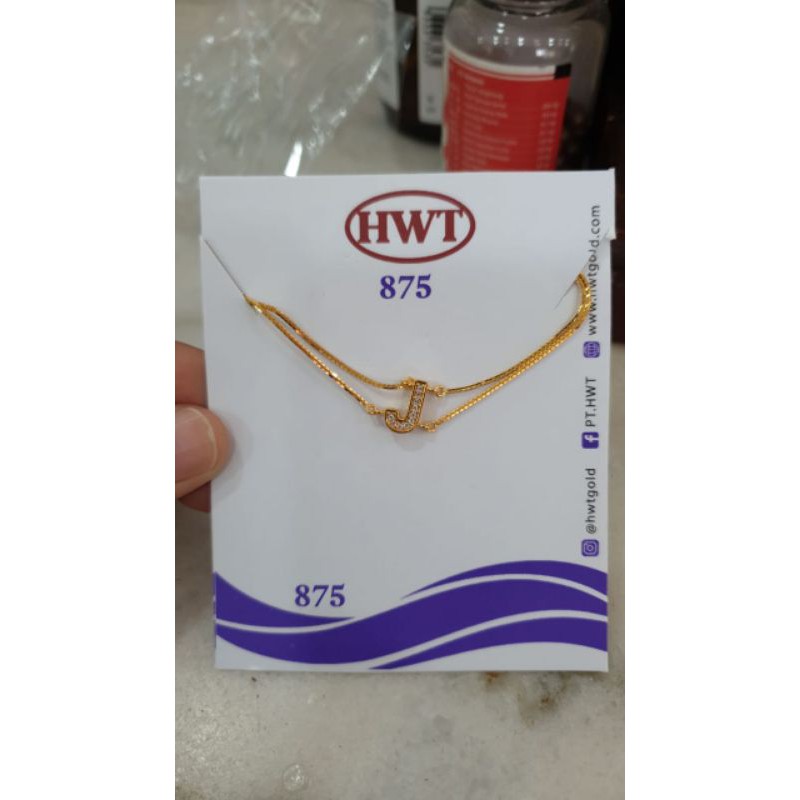 GELANG EMAS MILEA HURUF J BATU 2 LAYER