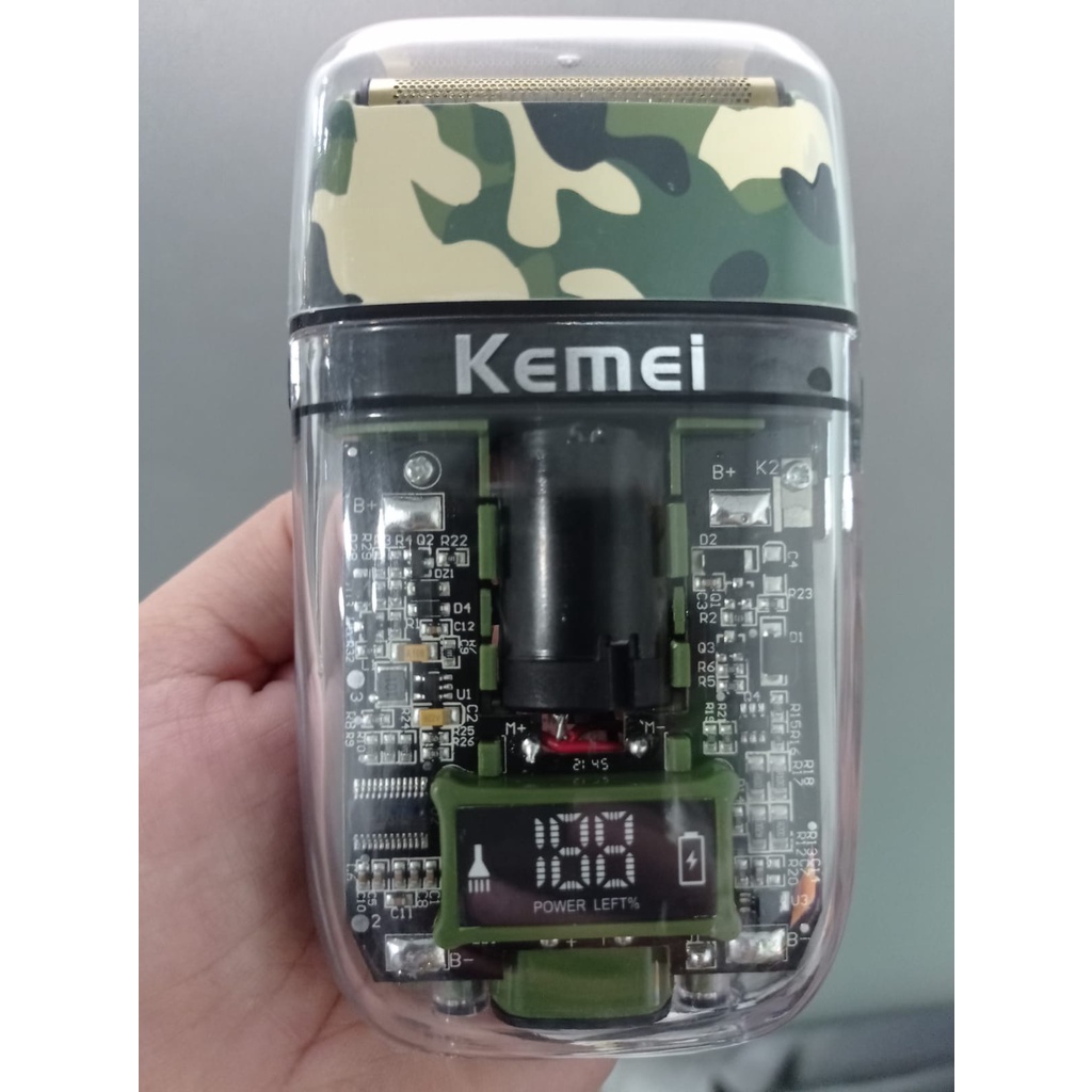 KEMEI SHAVER TX7 - ARMY / ORIGINAL SHAVER TRANSPARANT / RAZOR electric