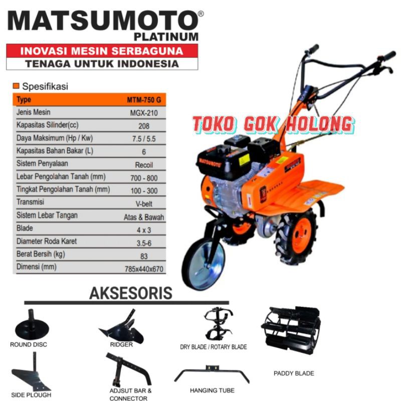 Traktor Cultivator MTM 750 G Matsumoto