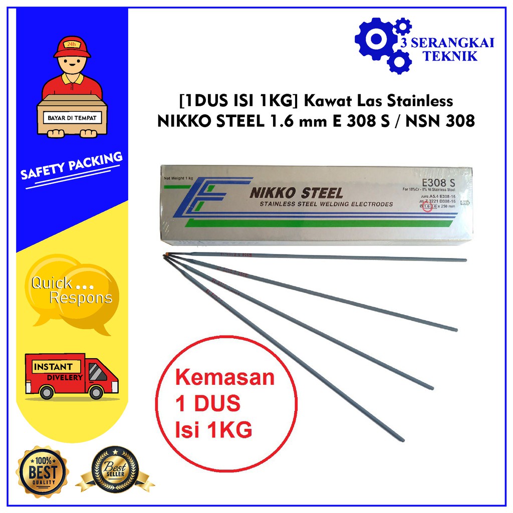 [1DUS ISI 1KG] Kawat Las Stainless NIKKO STEEL 1.6 mm E 308 S / NSN 308