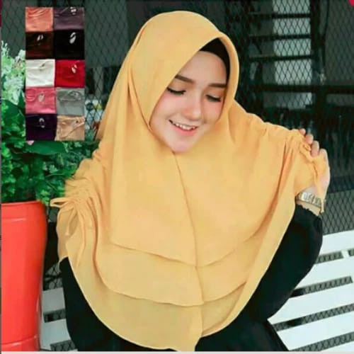 Hijab Khimar Candy Instan Trivia 3 Layer Serut Samping Syari Kerut Cerruty Premium