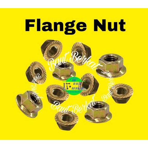 MINIMAL ORDER 50 PCS flange nut M6 6mm mur topi M6 kunci 10 flange nut m6 k10 kuning baut kunci 10 m