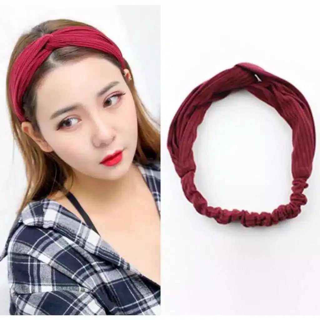 BANDO KOREA KEKINIAN MOTIF BUNGA BENDO WANITA DEWASA IKAT RAMBUT PEREMPUAN A4