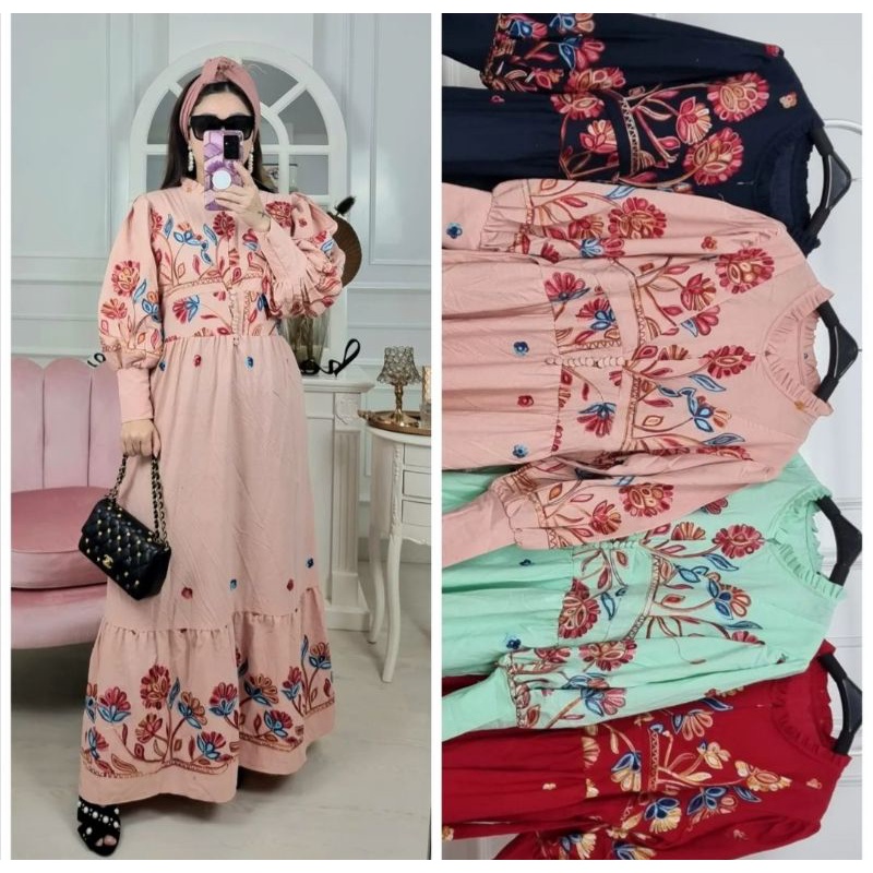 Gamis Lesti Katun Rami Bordir by Meijiewang