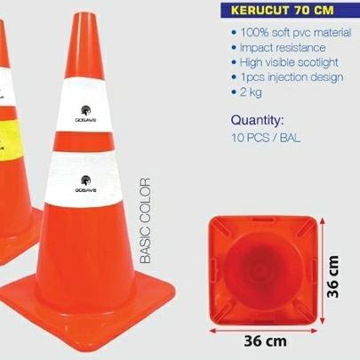 Trafic cone kerucut base orange 70cm safety cone
