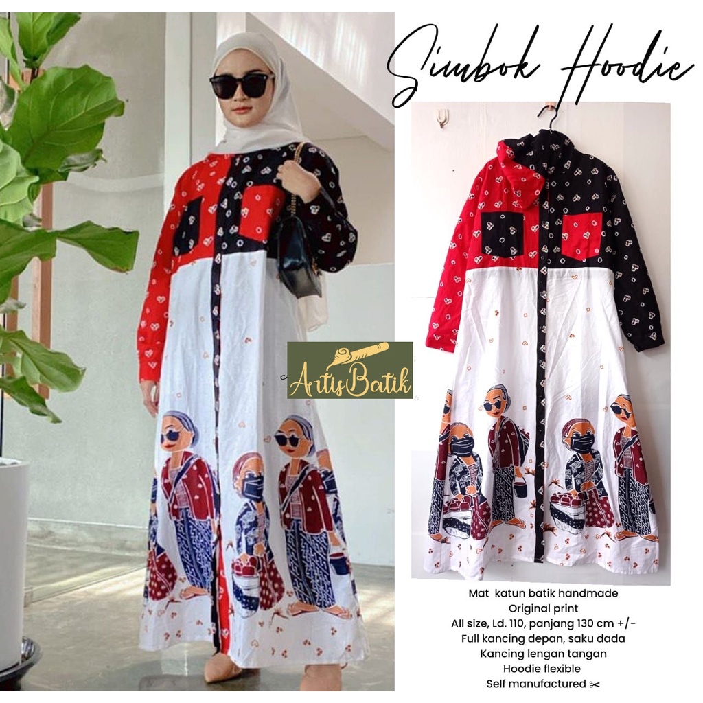 NEW ARRIVAL LONGDRESS SIMBOK HOODIE  LONGDRESS GAMIS JUMBO LD XXXXL MOTIF KARAKTER TRADISIONAL JAVAN