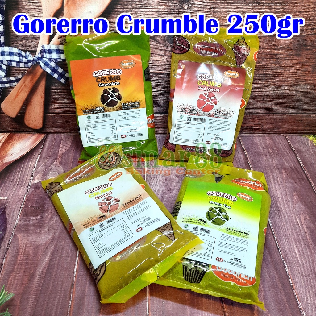 

Gorerro Crumble 250gr (Red Velvet, Coklat, Greentea, Caramel)