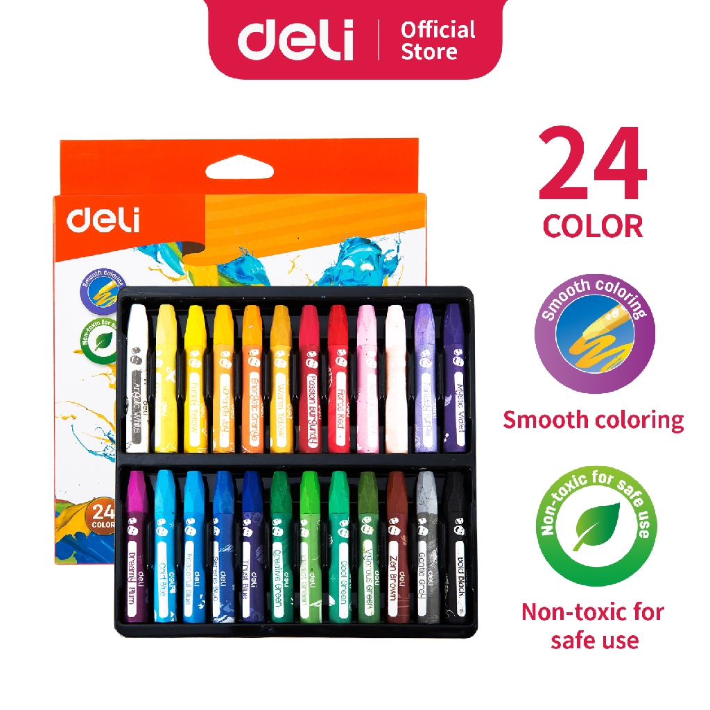 Deli Oil Pastel  Crayon 24 Warna  kualitas tinggi untuk 