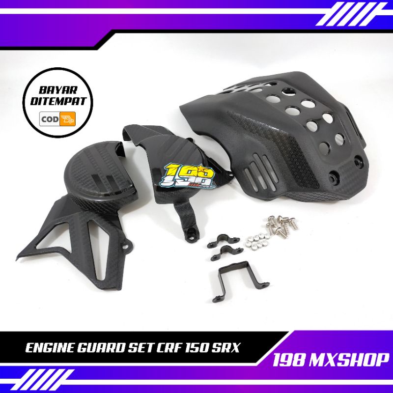 ENGINE GUARD / PELINDUNG MESIN PLUS COVER BLOK MESIN CRF 150L MOTIF CARBON SRX - CRF 150 L SUPERMOTO