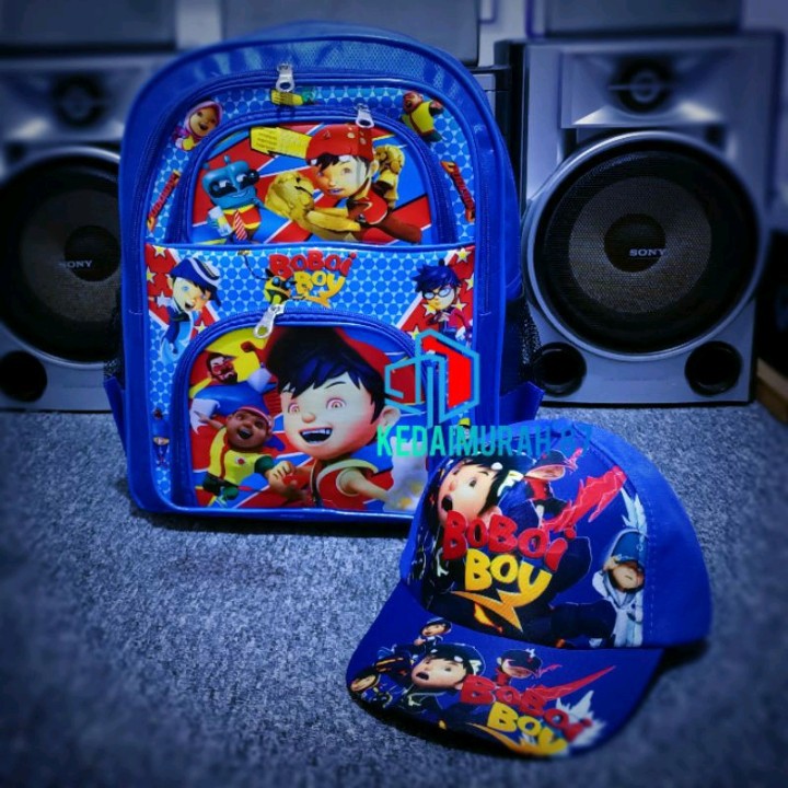 Tas Sekolah Anak Laki Laki Laki2 Cowok Sd Tk Karakter Boboiboy Murah gratis topi boboiboy