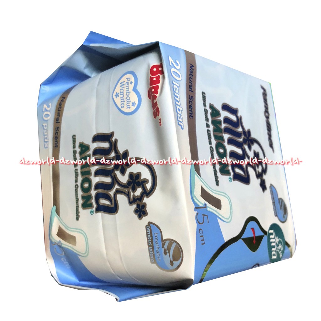 Nina Anion Panty Liner 20 Lembar Naturall Scent Bagus Biru 15cm