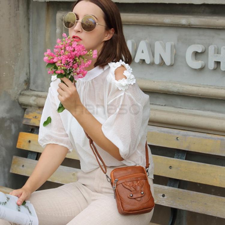 EER Tas HP Wanita Tas Selempang Tad HP Import Murah Tas Selempang Wanita Kulit - Cokelat Hitam ➵