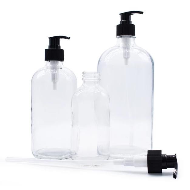 ✅New Botol Pump Kaca Bening 250ml/500ml/1000ml - Pump Putih, 250ml