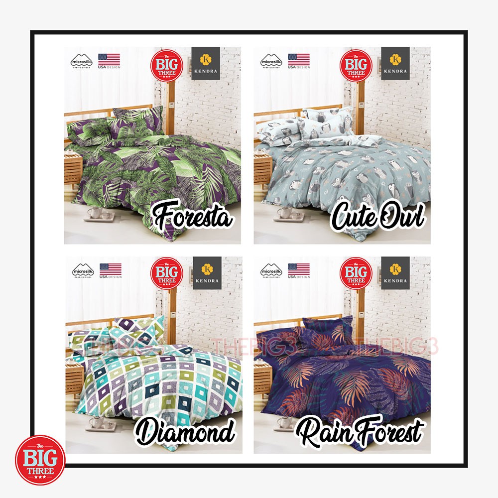 KENDRA Sprei Tinggi 30 cm 180x200 160x200 motif Blue Owls Cat Alley Forest Friend Nessa Sweet Dream Scarlet Cute Owl Green Grey Elsa Edenia Love Weekend Monstera Tropicana - King 180, 160 T30 SP