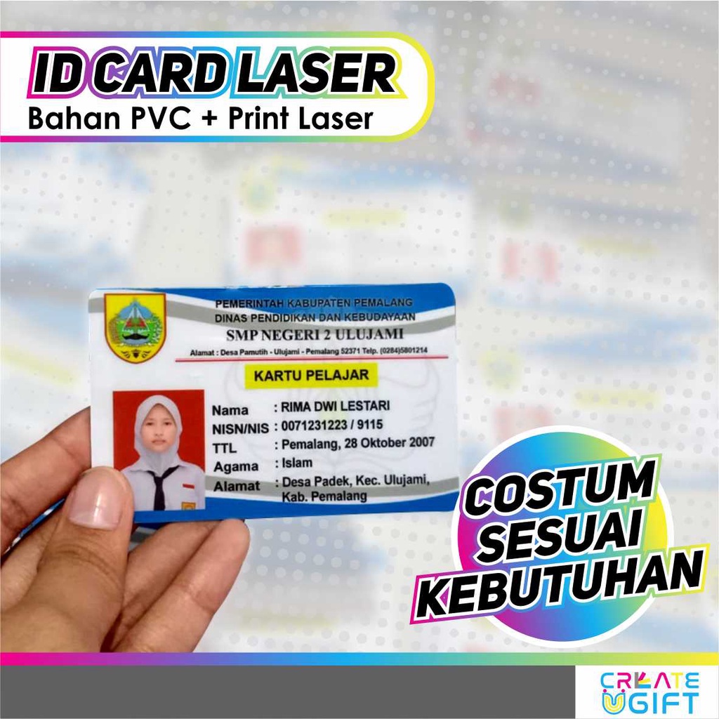 

CETAK ID CARD/ NAME TAG CUSTOM PRINT LASER BAHAN PVC