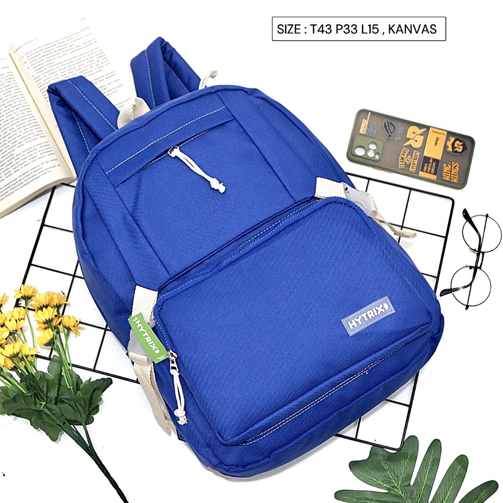 (DISKON BISA COD) RANSEL TAS PUNGGUNG GESPER MOTIF POLOS WARNA GESPER BackPack CANVAS SEKOLAH/Kuliah