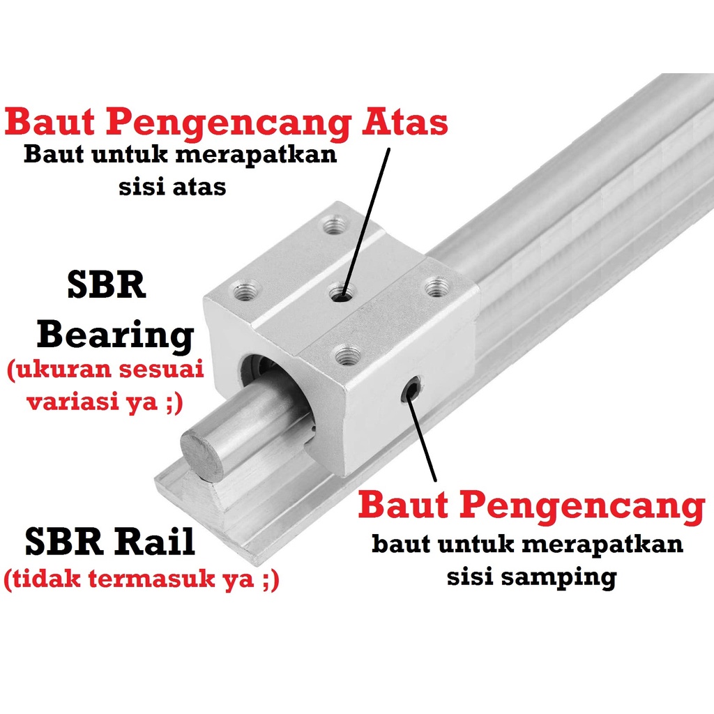 [HAEBOT] SBR30 SBR30UU Linear Ball Bearing Bushing Slider 30mm Block CNC Motion Slide Mekanik Klaker Dudukan