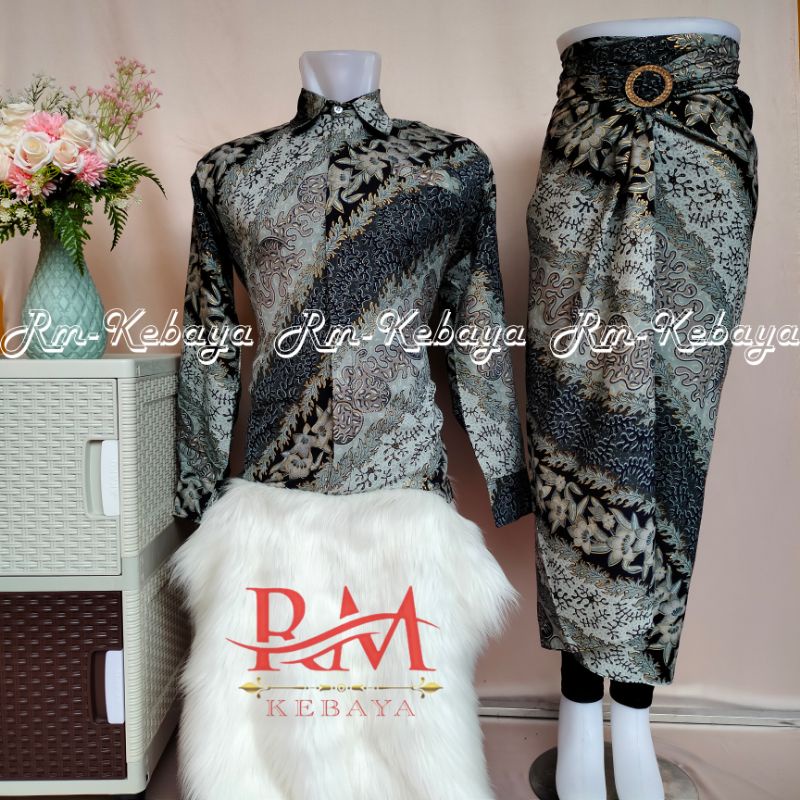 Baju Kemeja Batik Set Couple Rok Lilit Batik