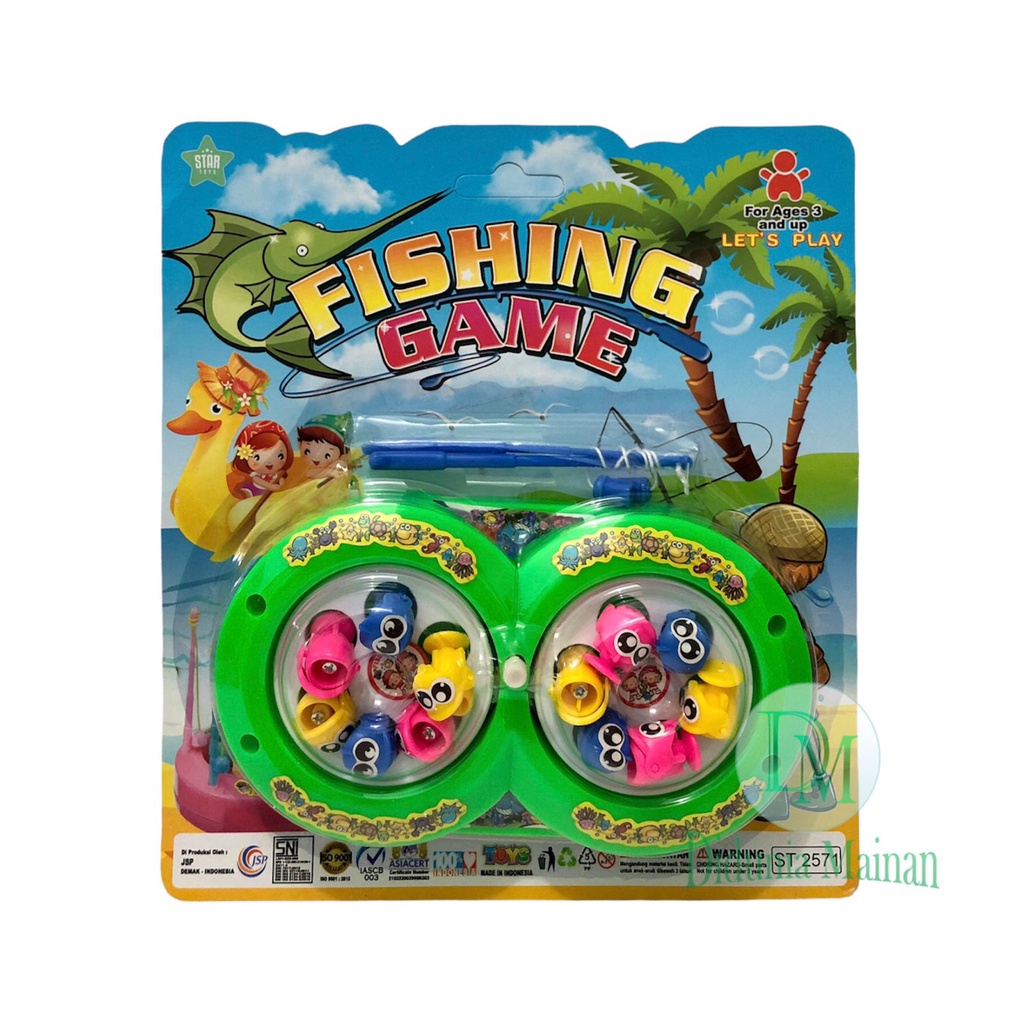 mainan anak pancing ikan magnet rotary 2 kolam fishing game