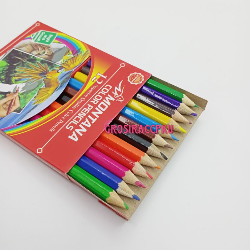 Pensil Warna Pendek 12 Warna Montana Murah Meriah