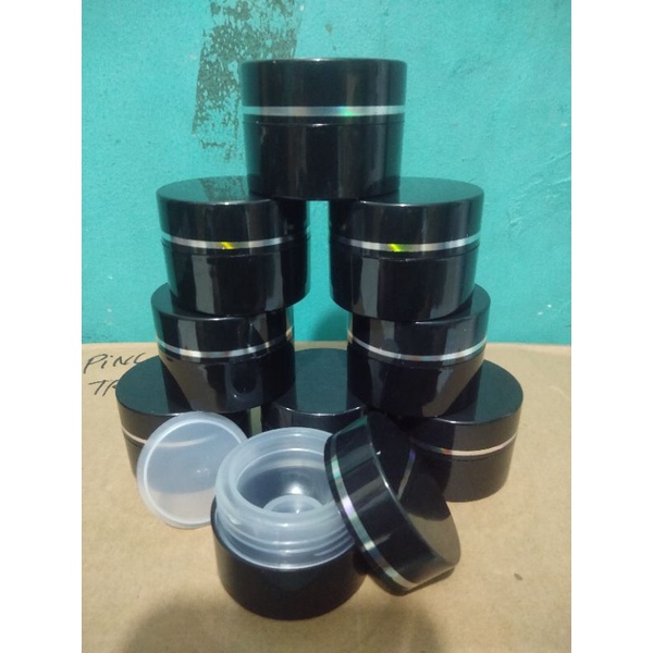 Pot Cream 10g PS Hitam List Silver