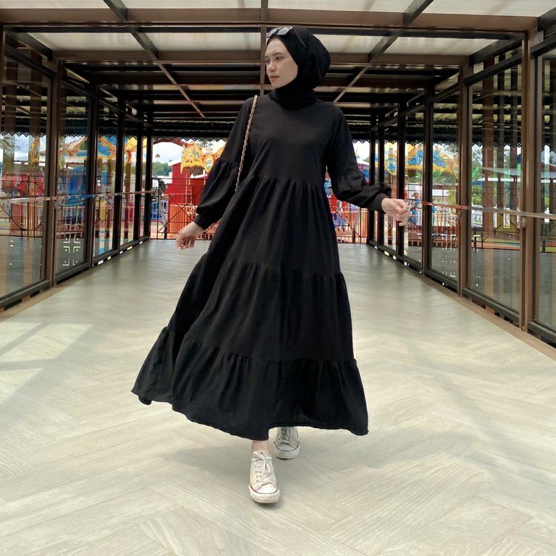 Gamis Canda Busui Polos | Gamis Rempel Susun Termurah Best Seller