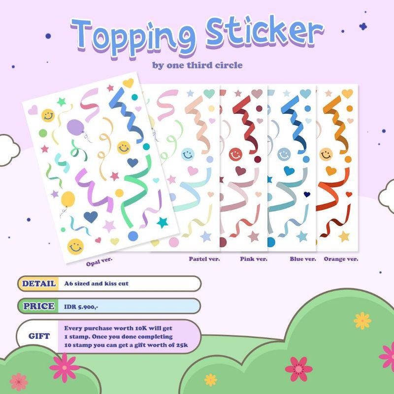 

ONETHIRDCIRCLE - KOREAN STYLE TOPPING STICKER SHEET (FOR POLAROID DECO/POLCO, JOURNALING, BUJO)