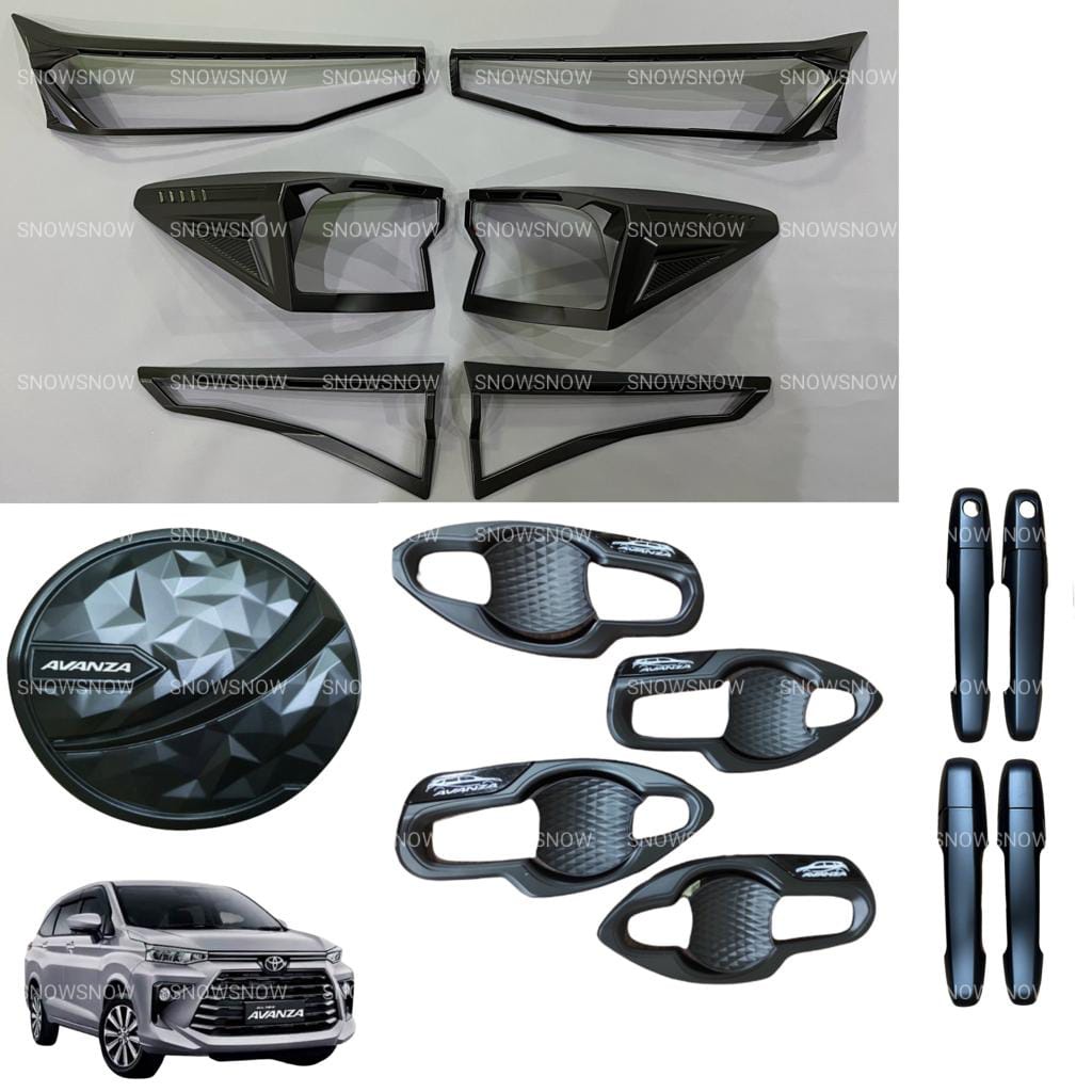 Paket Garnish Depan Belakang Outer Handle Tank Cover Avanza Veloz Xenia 2022 2023 2024 2025 Non Smartkey Hitam