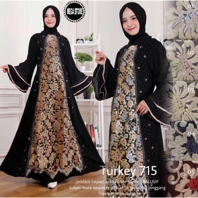 Grosir Murah turkey maxy dress jetblack import
