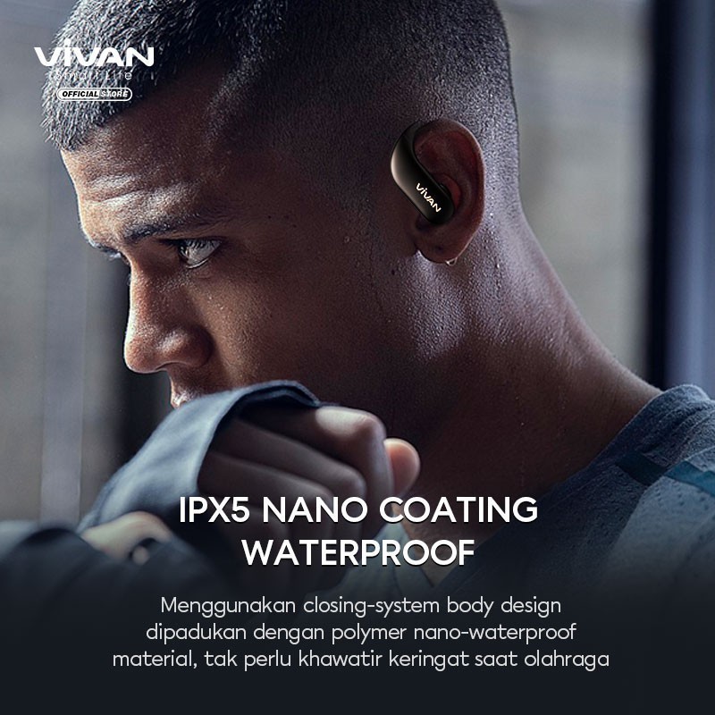 NA - Headset TWS Sport X Bluetooth 5.0 Vivan Waterproof IPX5 Earbuds