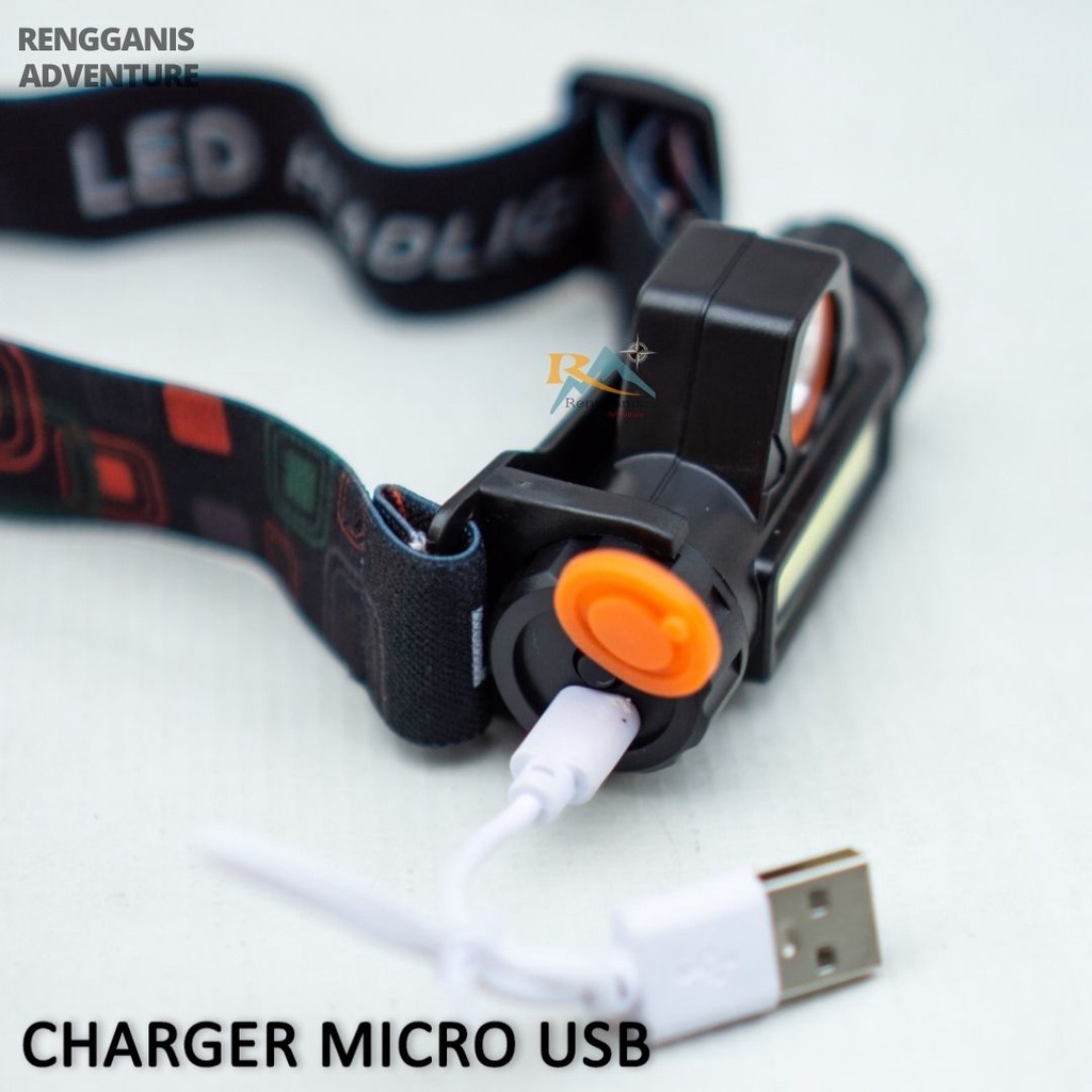 Headlamp LED High Power Mini Lampu Senter Kepala USB Penerangan Hiking