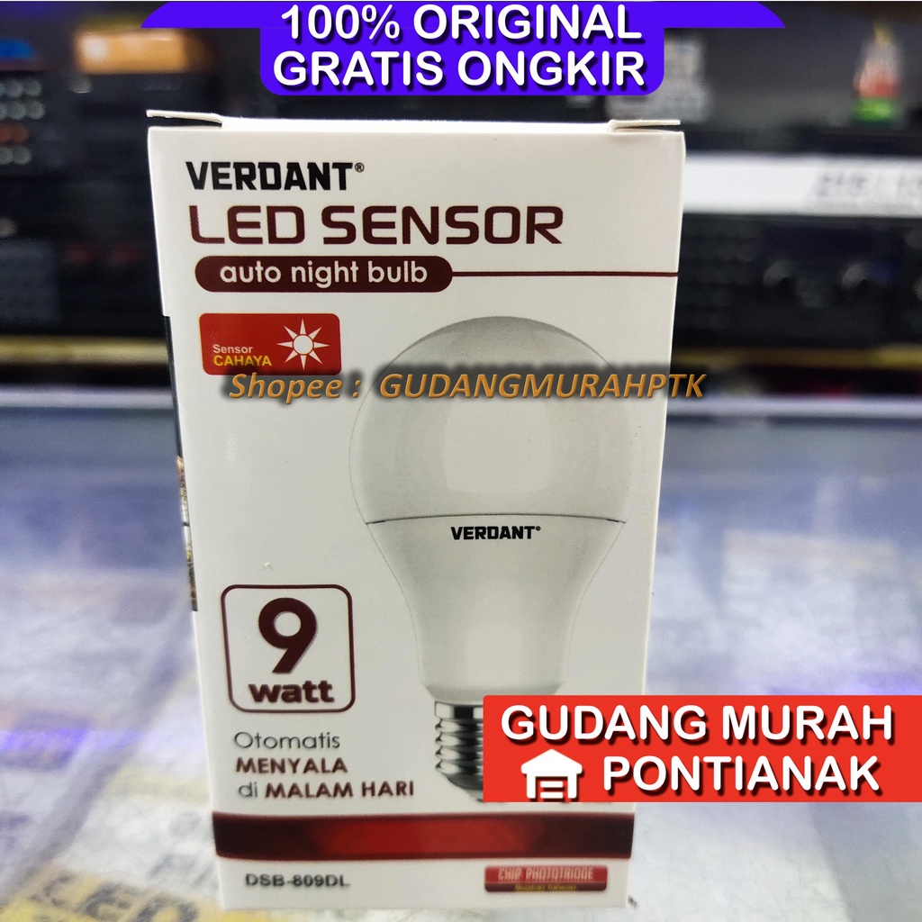 Lampu LED Sensor Cahaya saat Gelap Akan MENYALA dan akan MAti saat terkena cahaya VERDANT 9W