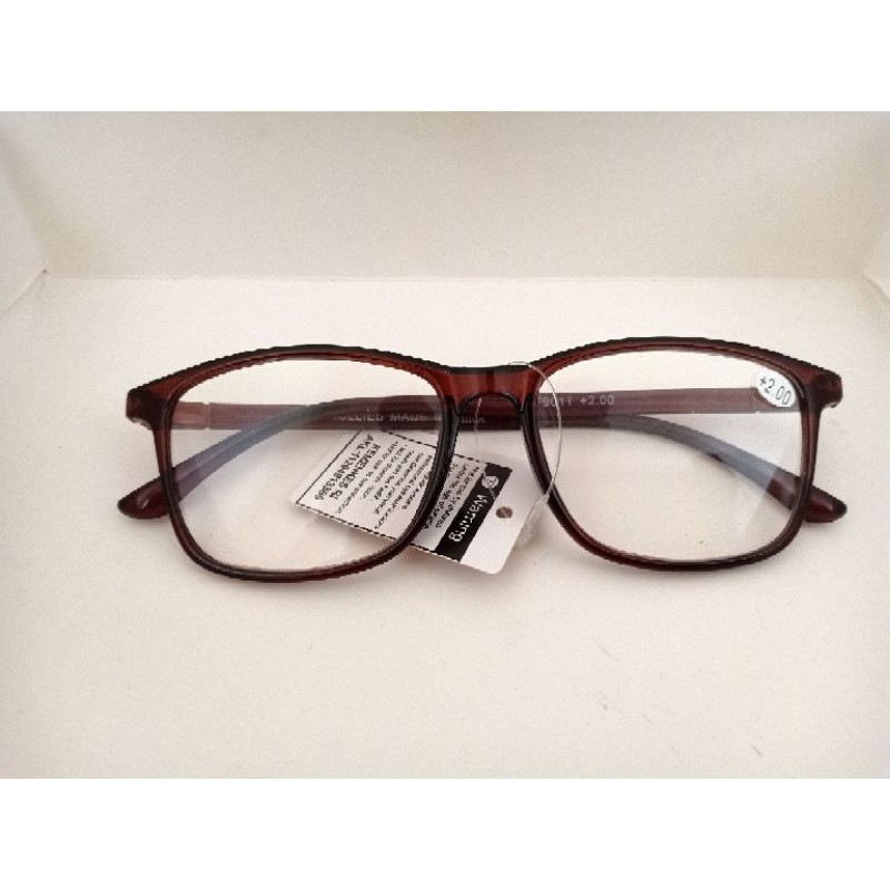 kacamata baca pria dan wanita / kacamata lensa super fokus / frame kacamata coklat lebar / kacamata plus super jernih / kacamata baca +1.00 ~ +3.00 / kacamata baca model terbaru / termurah di kelasnya / kacamata baca coklat super jernih-2