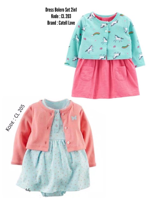Carter Love Setelan Dress Jumper Cardigan Anak Perempuan