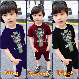 V188 Setelan Baju  Kaos Celana Ada Saku Satu  Set  Anak Kecil 