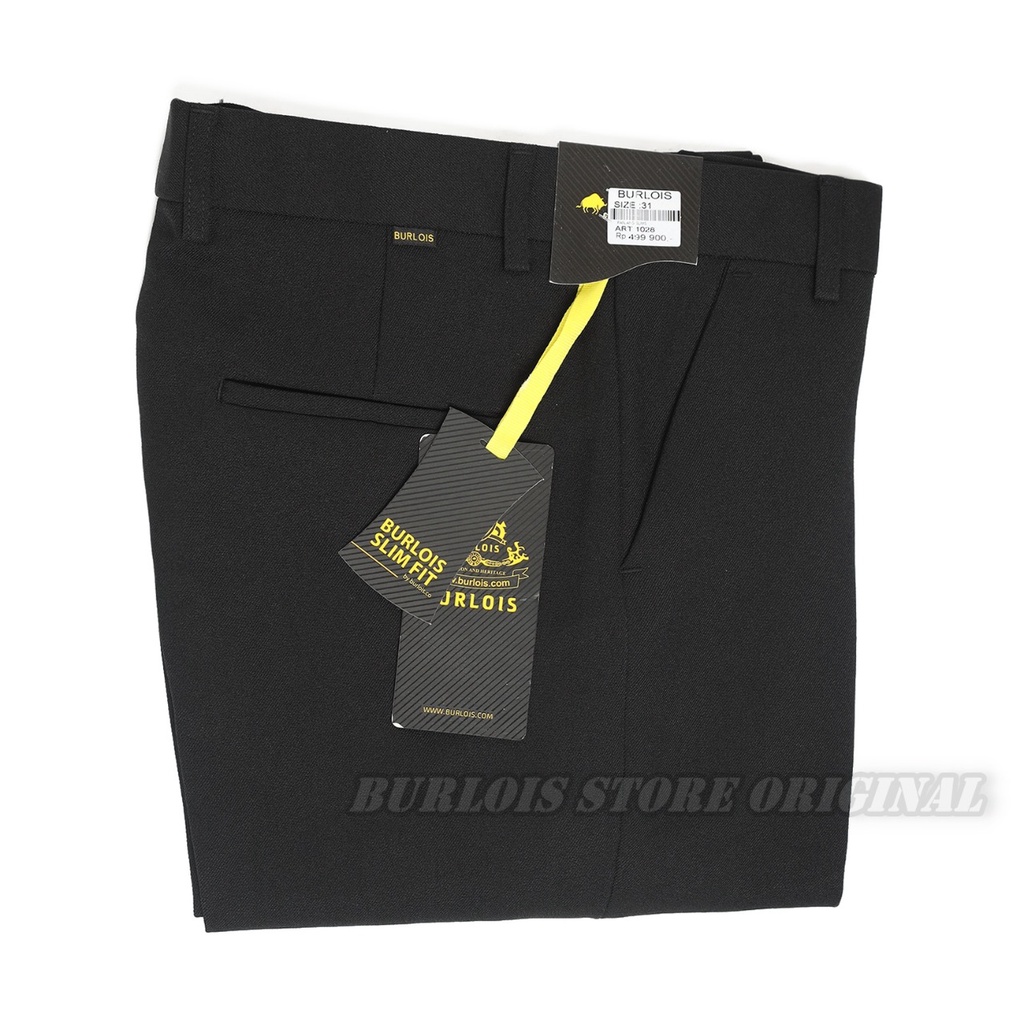 Burlois Store Original Celana Panjang Formal Slimfit Kantoran Wool Black