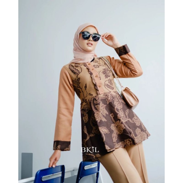 tey-17 Batik wanita ASJ SA HRB026 Kenongo Kemeja Tosca Pendek-1
