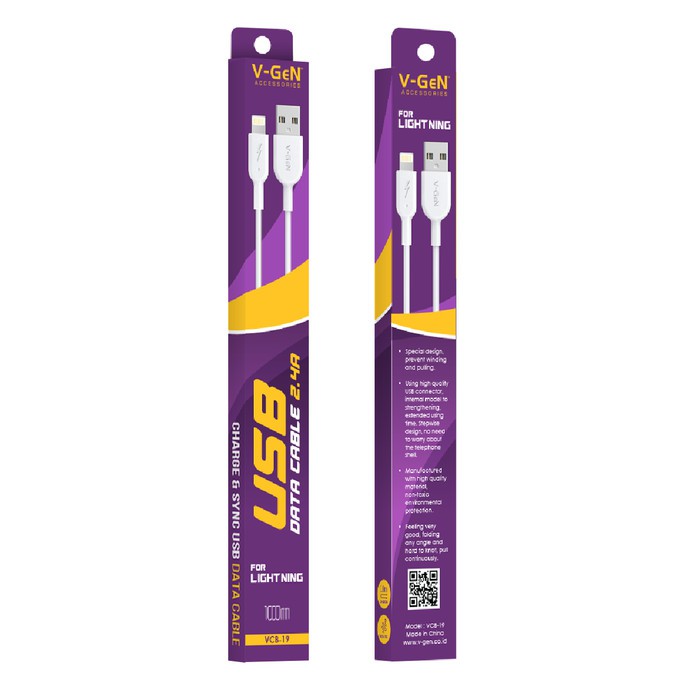Jual Kabel Data VGeN VCB19 Fast Charging 2.4A Lighting Kabel Iphone