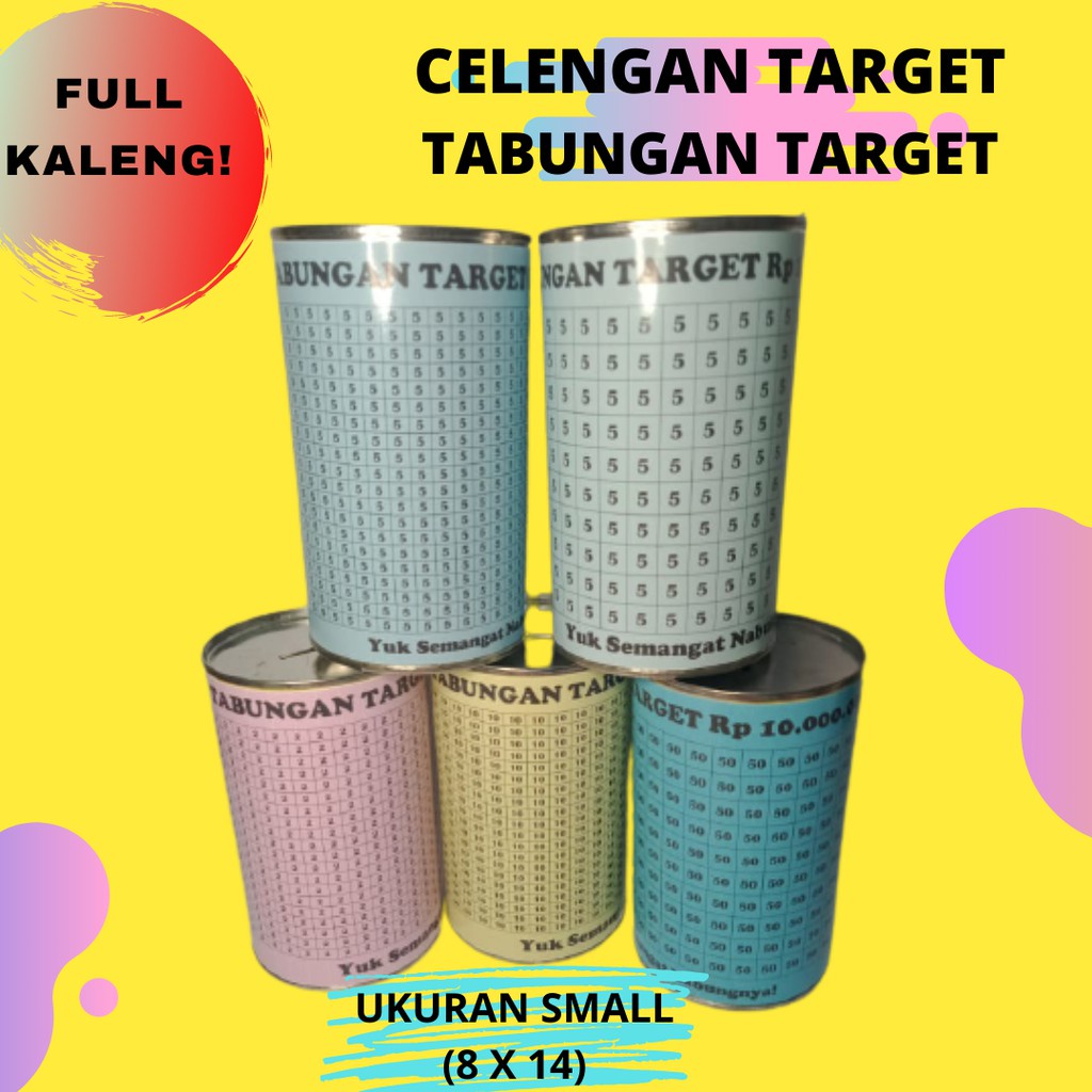 (FULL KALENG) Celengan Target Murah Full Kaleng Celengan Target Buka Tutup Celengan Target Permanen