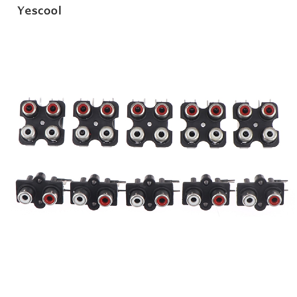 Yescool 5Pcs Konektor input Audio Stereo RCA Female 2 / 4 Lubang