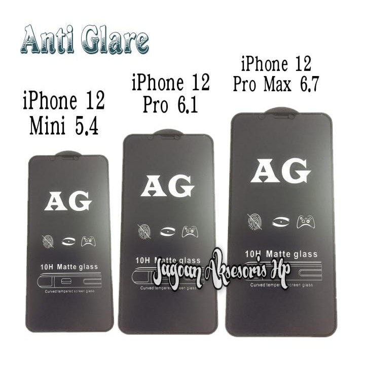 ANTI GLARE iPhone 12 Mini 12 12 Pro 12 Pro Max Tempered Glass Matte FULL LEM Anti Minyak Anti Finger